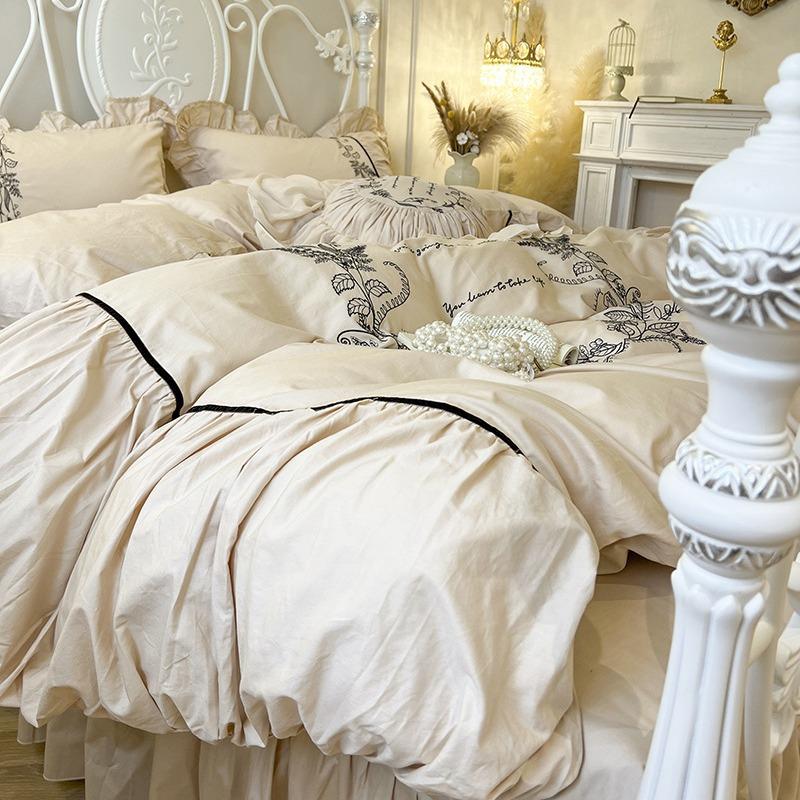 法式清新复古SNH全棉1374斜纹公3主风刺绣风四件床套宫廷被套床单