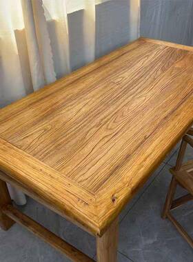 老榆木桌子复古茶桌台长餐桌原大板58113桌实木简木约几茶茶中式