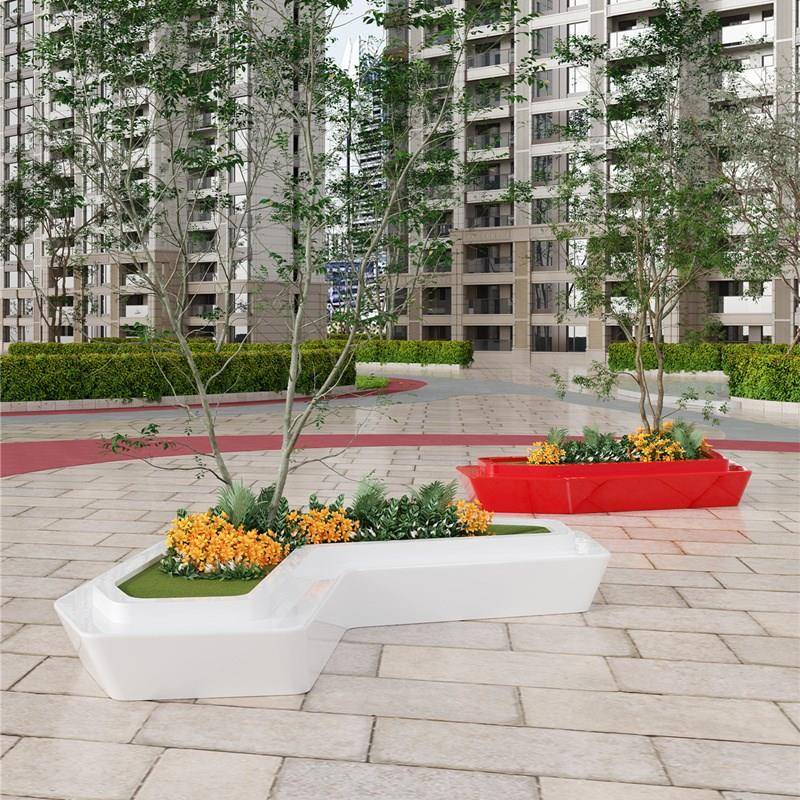 7玻璃钢树池坐凳创F767S9TT园意户外公K景观闲长座椅异形花盆大型