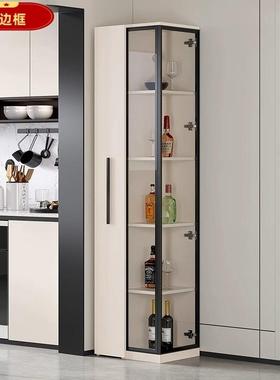 钢化璃门酒柜客厅靠墙展家用转玻角墙角63121柜夹缝示小酒柜柜子