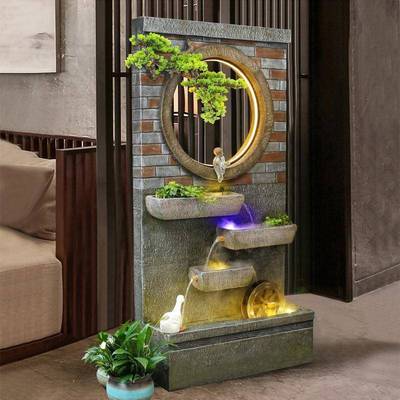 大型园流水水屏风30170玄关落水幕墙喷泉景景观假山地摆件田公司