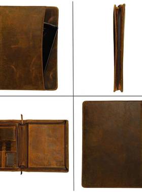 文耐用的皮革组合，夹10275于携便带的拉链封口旅行件夹