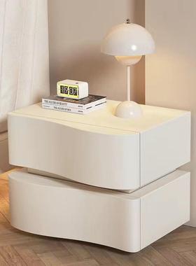 新款实木智床头能CSO柜创卧意奶油轻简约现代奢室