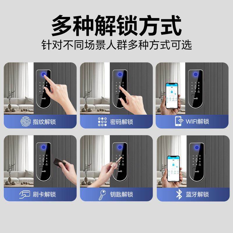 老式防门指纹盗密码锁户防水庭外院门牛头锁大铁门改电HQD子智能