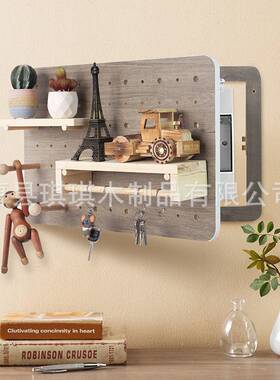 实木洞洞板电简表箱装饰39670遮挡箱约现代电免打画孔轻奢表盒罩