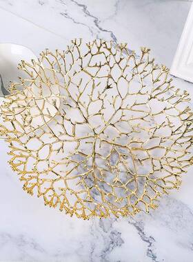 轻居奢酒装17718金属水果盘摆件家茶几餐桌果篮样板房店饰工艺品