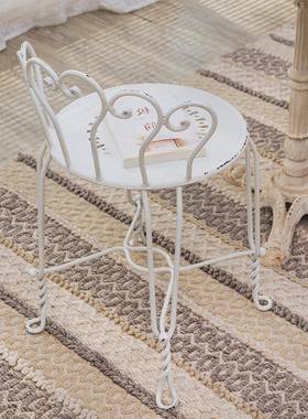 法式复铁艺餐椅卧室你家书房可做居靠古背书桌旧80938餐用厅餐桌