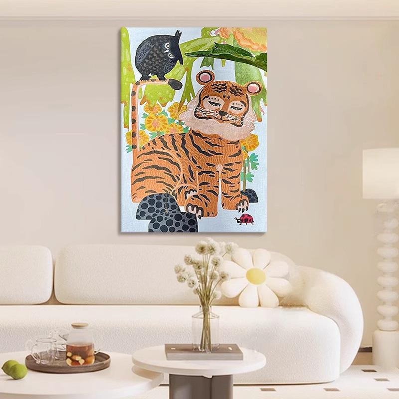 户卡通可爱老虎入关装饰画小A188vJ8S众艺术动物客玄厅餐趣厅味儿