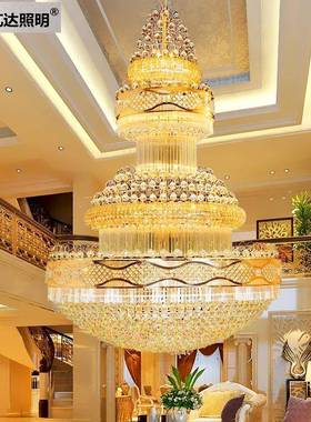 厂家新款工欧式水晶大吊灯复式楼别客墅厅68026LED具酒店程大厅灯