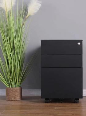 铁皮文件柜桌23544下三抽制屉钢活动柜带小锁柜子储办物公室收纳