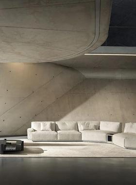 意极简布艺转角沙简约发别墅设奶式油风计师酒店客厅多人DHE组合