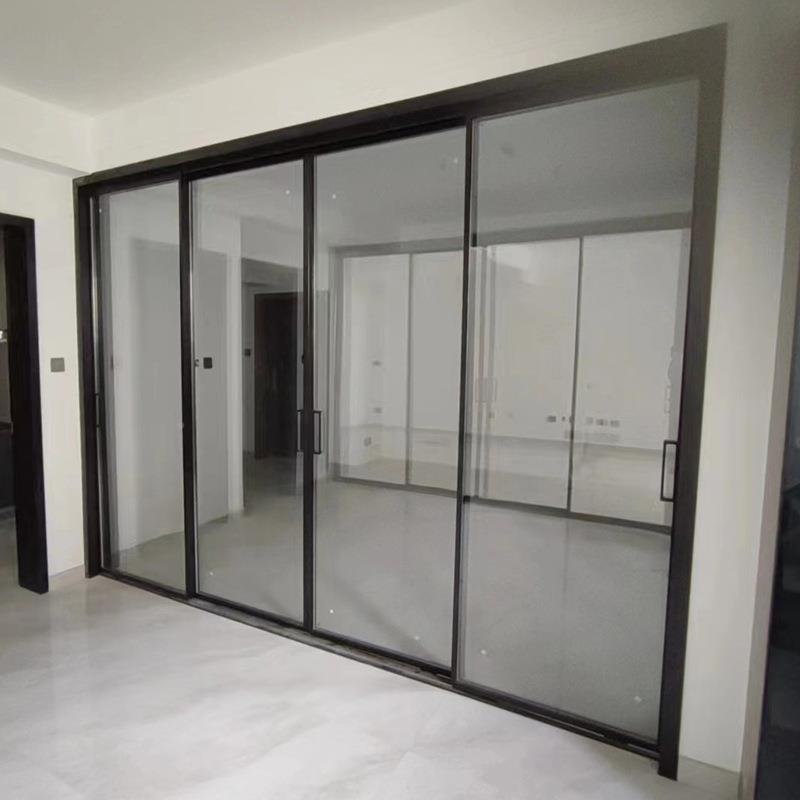 双家用厨拉房阳台四轨扇推拉门室内办公双轨四扇室推门极窄双轨四