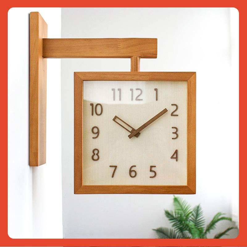 J∞MK钟拐表实木双面钟客厅家用时尚简约现代时钟F769HTJ6挂墙挂