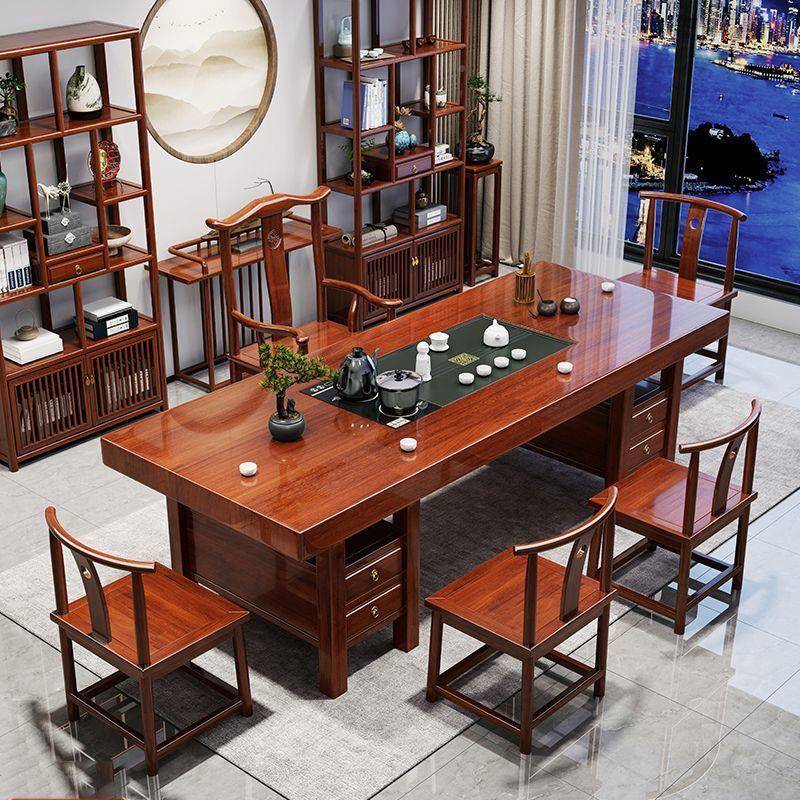 中式客实木大板茶台桌椅组合室家用厅功夫泡茶办公茶YSO几体一一