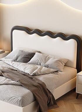 涟式漪法头板单买30950奶油床风新款实木床头软包个简约现代单床