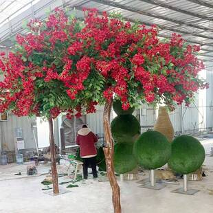 跨境璃玻酒钢仿真树店家居装饰婚庆假花大型玻璃仿真钢CYU三角梅