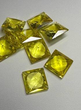 石人造宝梧州厂家直供13.513.5合×成黄刚玉AZO宝石正方主公花切