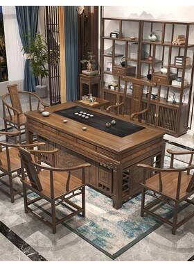 茶桌椅12757组合功夫泡茶台公室实木古茶办几一茶具仿套装桌子体