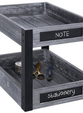 头工业厂简约时办公桌面收纳TAL架尚2源层工风格桌面文件托盘黑色