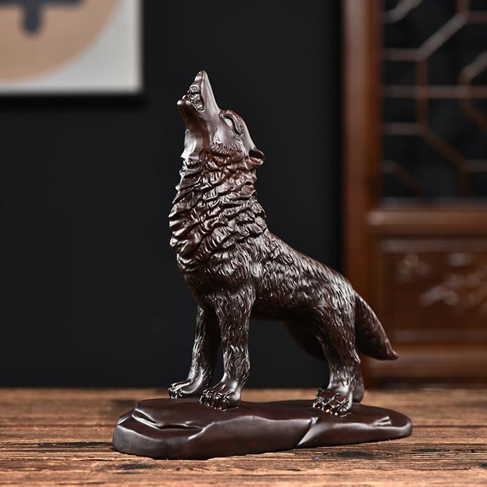 黑花檀1梨木雕摆件实木狼摆招财件摆件励志狼客厅桌装饰家工茶艺