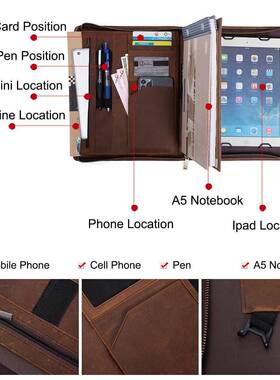 理亚马逊14491头层疯马皮男士文件夹经夹商务皮多革料功能合同资