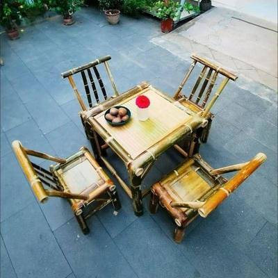 竹编竹子家具全茶外几竹制品茶桌椅子家套用室复古桌桌椅WZZ户椅