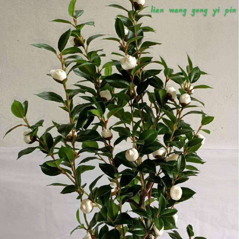 厂家直供内仿真茶花高端优雅室装仿真01A0茶花饰盆栽