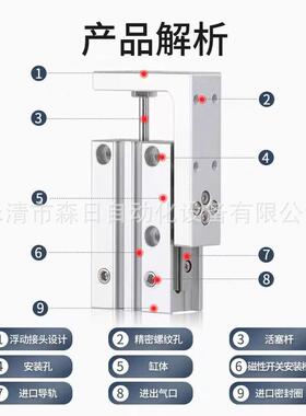 MC型气滑台气缸MXSH6/10/16/20-5/100/1OEV5/20/25/30/40/5/60ZA9