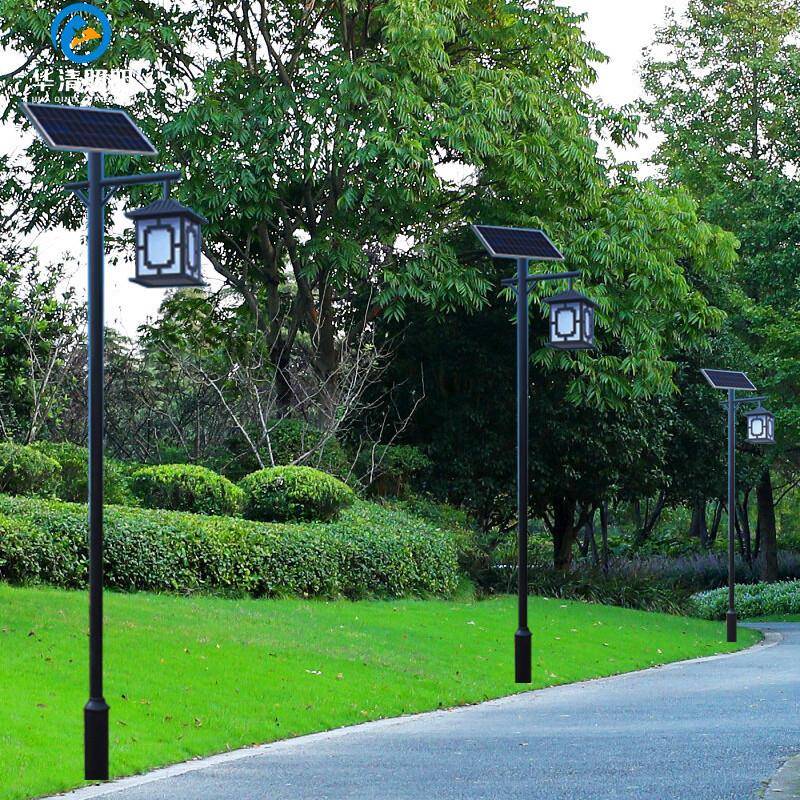 新HQ-XZS-T中式仿古3米3.5米ld太阳能庭公院小区园景e区双头灯单