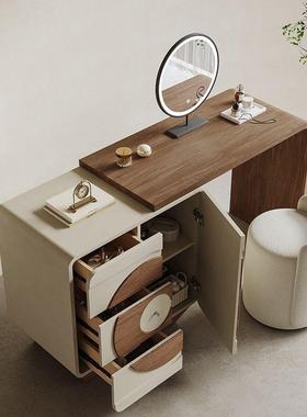 实妆木梳妆台斗柜一奶油风小体型54462收纳化桌法式复卧古室床尾