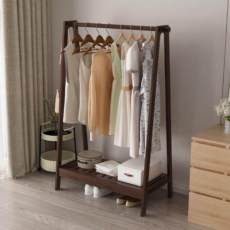挂衣架落地卧室结实耐用晾衣架简易实木衣帽架房间挂衣服架子