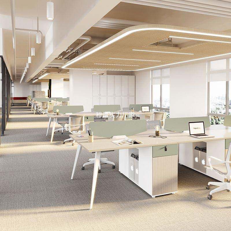 职员办公桌椅组合简约现代办公室挡板屏风员工位双4四6人位电脑桌