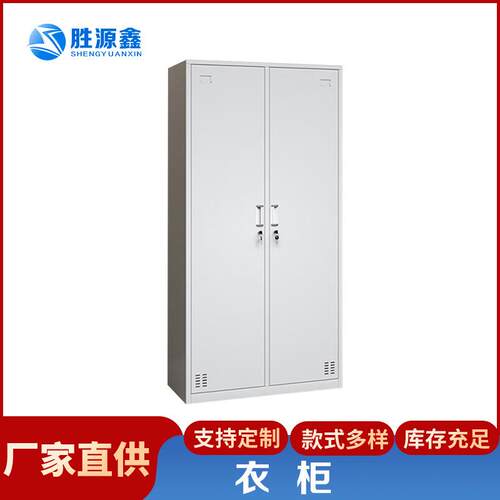 钢制二门更衣柜员工宿舍浴室铁皮储物柜子带锁办公室换衣柜存包柜