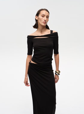 APARALLEL扭结平肩中袖上衣