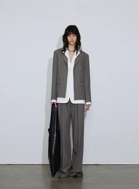 APARALLEL拼色马甲西服两件套 摩登毛边直筒阔腿西裤