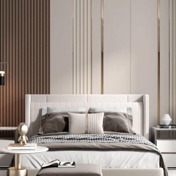 木饰面软包硬包现代简约电视背景墙金属条格栅客厅卧室床头包邮