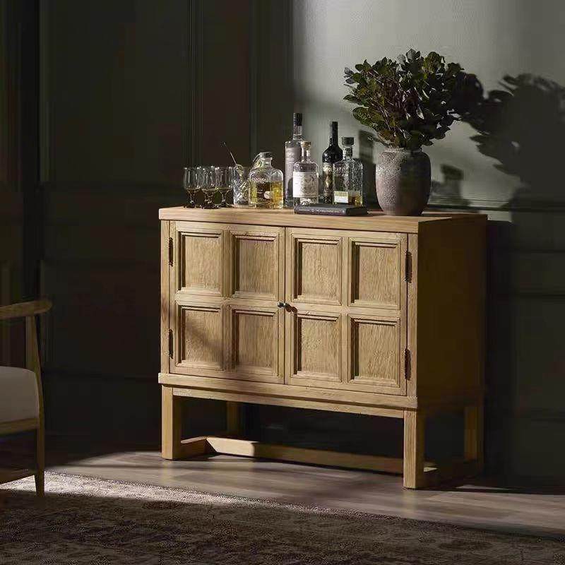 法式复古做旧实木玄关柜餐边柜家具美式白蜡木装饰地柜储物柜子