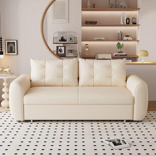 新款纳帕真皮沙发床折叠两用多功能小户型客厅一体两用奶油风沙发