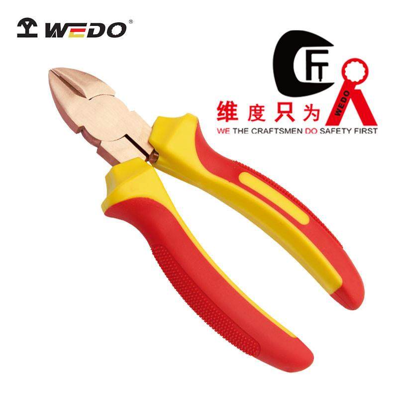 WEDO维度防爆绝缘注塑铍青铜斜口钳绝缘无火花工具VDE认证INB6203