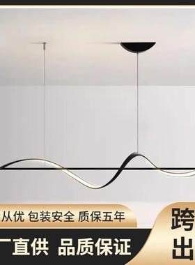 意式极简线条餐厅吊灯1.6米一字长条设计师饭厅餐桌吧台吊灯具led
