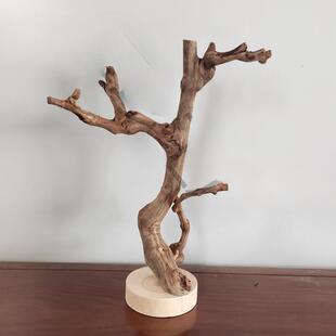 原木树杈带底托摆件书架客厅茶几摆设手工把玩首饰实木支架无