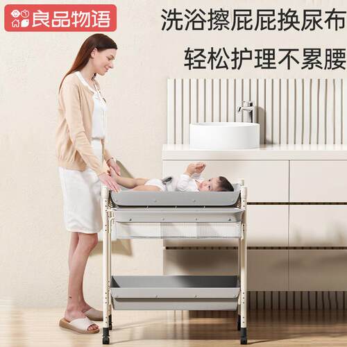 尿布台婴儿护理台多功能可移动洗澡台宝宝折叠浴盆换尿不湿抚触台