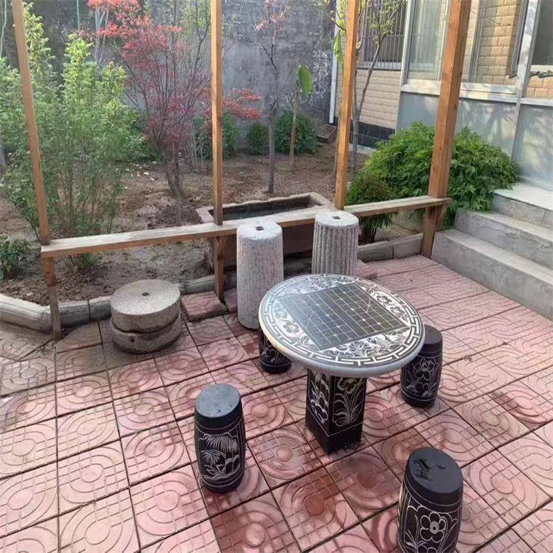 石桌石凳石头象棋盘桌子户外青石花岗岩园林花园公园庭院一套
