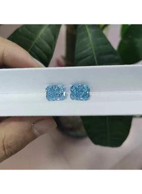 华港宝石9A长方倒角冰花切冰蓝色高碳钻小八角形锆石CZ裸石戒