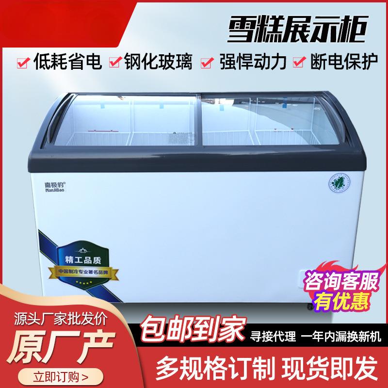 外贸110v商用雪糕柜冰柜拉门展示柜冰棒冷冻柜圆弧玻璃门雪糕冰柜