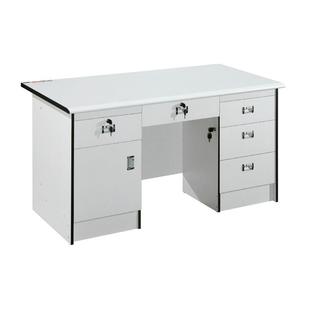 加厚防火板银拉丝1.4米办公桌鸭嘴边电脑台抽屉柜职员桌单人卡位