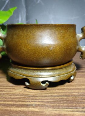 紫铜鱼耳套炉家居仿古室内盘香线香熏香用品供奉供茶道香炉