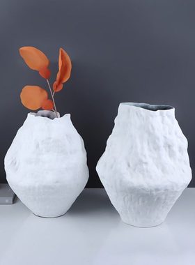 现代新中式白色陶瓷花瓶家居客厅玄关卧室干花插花器软装饰品摆设