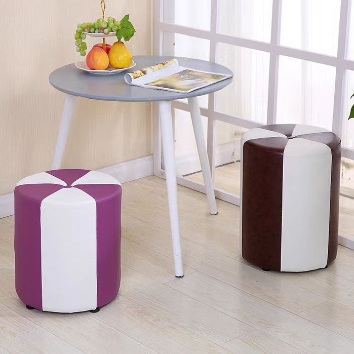 小凳子家用实木沙发凳简约现代客厅皮圆凳创意皮墩子换鞋凳休闲凳