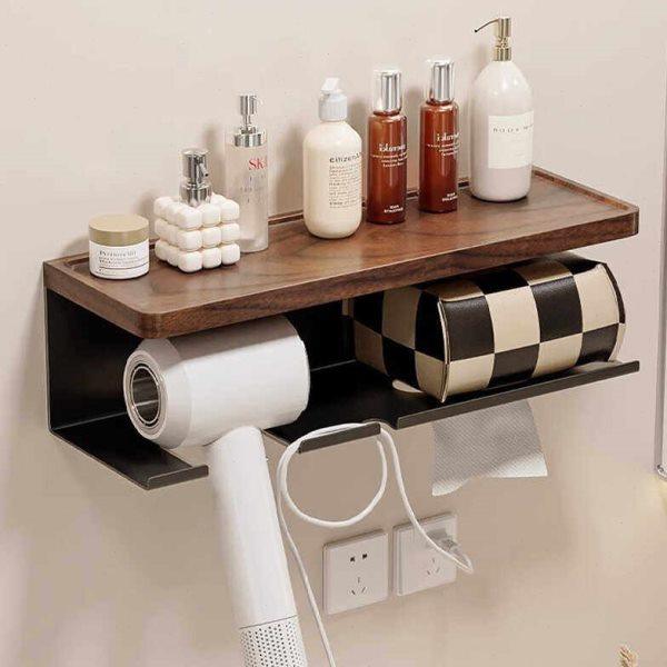 轻奢实木吹风机置物架洗手间便捷纸巾架子免打孔壁挂收纳置物用具,家庭/个人清洁工具,吹风机置物架,淘宝优惠券,粉丝福利购,淘宝优惠卷